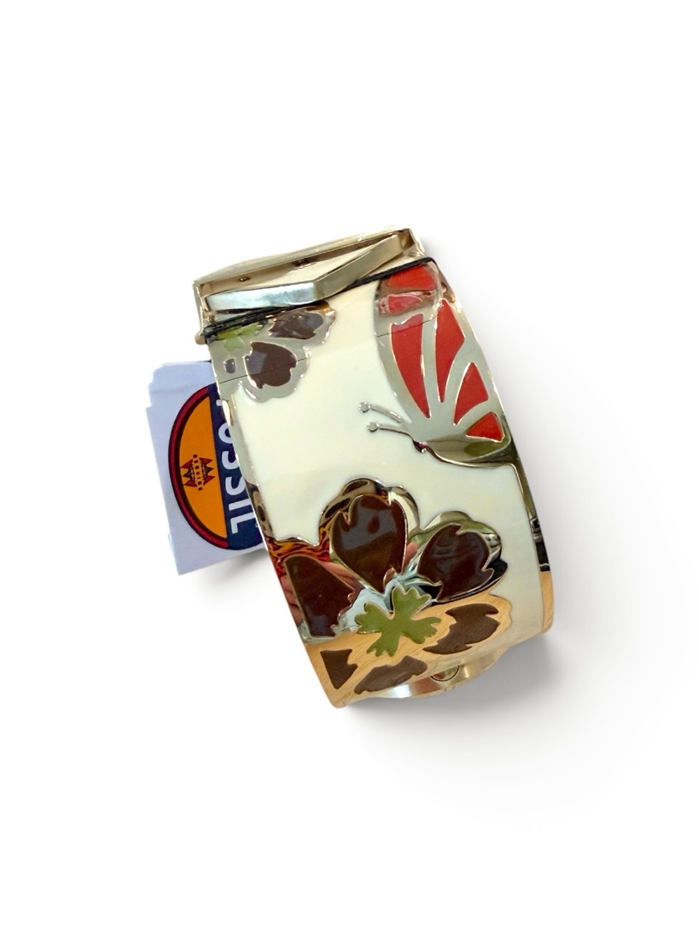Fossil White Enamel Floral Bangle Watch - Picture 2 of 8